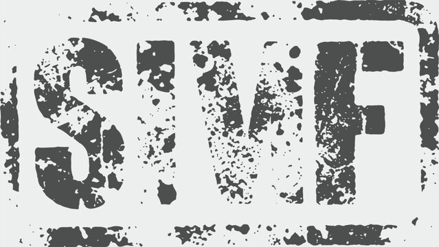 Distressed grunge typography with bold 'SMF' letters for logo, poster, and branding design. Flat vector illustration  EPS 10.