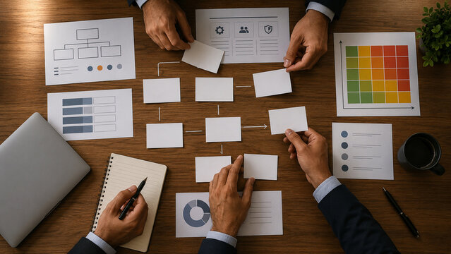 Business Continuity Planning Table with Blank Risk Cards