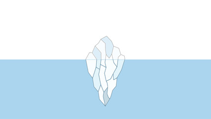 Simple Flat Design Geometric Iceberg Floating in Blue Water Under White Sky © Robby