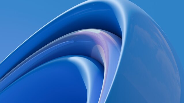 Abstract 3D Blue Fluid Wavy Layers
