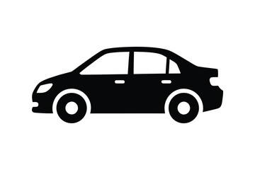 Fototapeta premium Black Sedan Car Silhouette Icon on White Background
