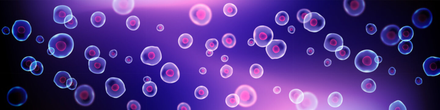Cell stem under microscope background. Trendy gradient vector pattern for medicine or biology research