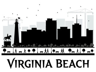 Obraz premium Virginia Beach Virginia Skyline Silhouette Black and White Vector Illustration
