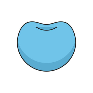 Single blue kidney bean shape vector illustration isolated on white background.
