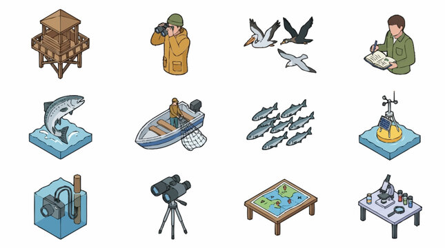 Colorful flat design icons for various hobbies and activities.