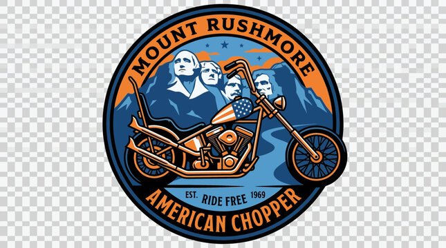 Mount Rushmore Motorcycle Biker Vector PNG, American Chopper Clipart Transparent Background