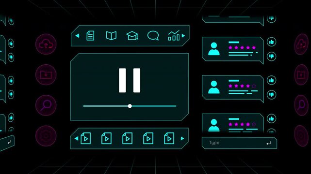 Comprehensive multimedia interface featuring multiple layout windows for professional video streaming.