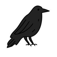 Fototapeta premium Black raven doodle flat vector illustration