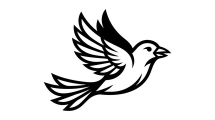 Fototapeta premium A simple black and white illustration of a bird in flight.