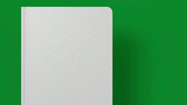 Minimalist white notebook mockup on vibrant green background, for creative branding, and stationery presentation