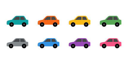 Naklejka premium Flat Design Colorful Car Icons Set for Logistics and Transportation