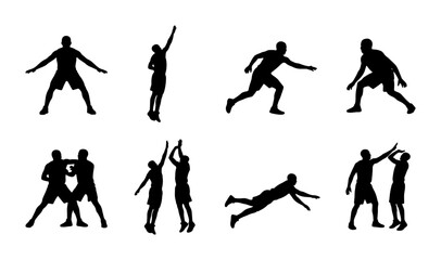 Naklejka premium Silhouette Sports Icons Set, Dynamic Athlete Poses Vector Collection, Action Figures for Game Design and Fitness Graphics