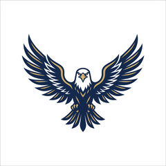 Fototapeta premium Aggressive Eagle Emblem with Spread Wings and Gold Accents - Vector Illustration