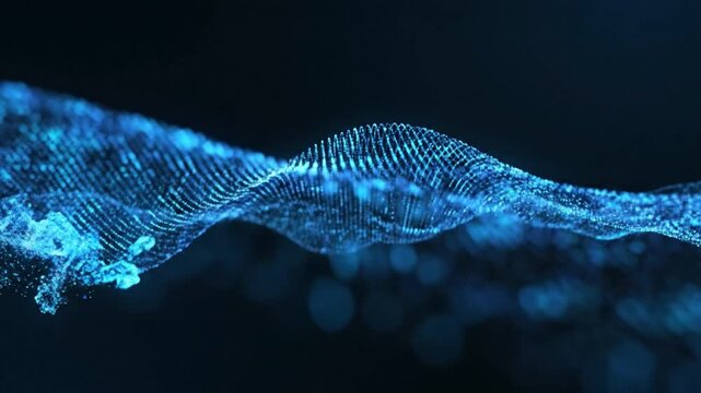 Blue glowing plexus network with connecting dots and lines for corporate data visualization