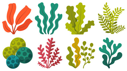 Colorful cartoon coral reef with tropical fish and sea plants Vector © AZIFA