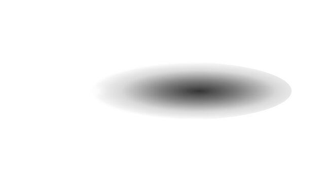 Soft elliptical shadow floating on white surface with elliptical, isolated