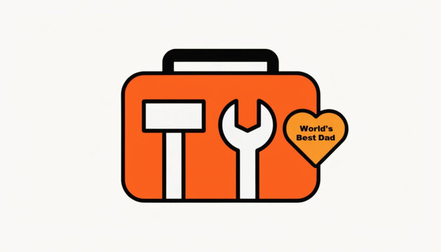 Toolbox icon, orange tool box, World's Best Dad, hammer wrench