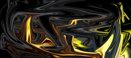 Abstract liquid marble background, with vibrant yellow, and gold swirls, flowing through deep, black for a, striking and modern artistic © CaptaiN