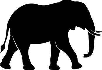 Fototapeta premium Elephant Silhouette Vector Isolated on White Background