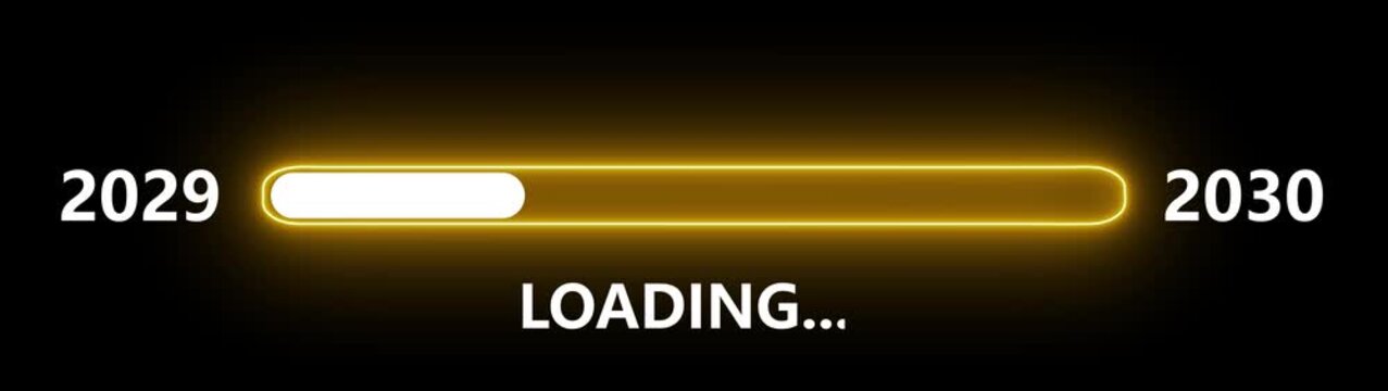 New year 2027 loading bar animation Year changing from 2029 to 2030. Loading bar from 2026 to 2027 new year transfer animation with 4k video