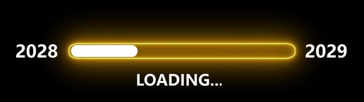 New year 2027 loading bar animation Year changing from 2028 to 2029. Loading bar from 2026 to 2027 new year transfer animation with 4k video