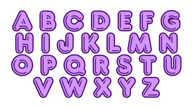 Set of isolated purple stylized Characters
