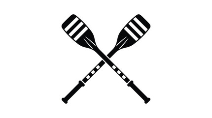 crossed oars silhouette on white background paddle rowing boat water sport activity © MdKabir
