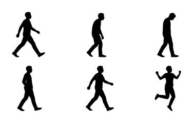 Obraz premium Silhouette Figures Set, Diverse Poses Collection, Human Motion Icons, Simple Black Vector Art for Animation and Design