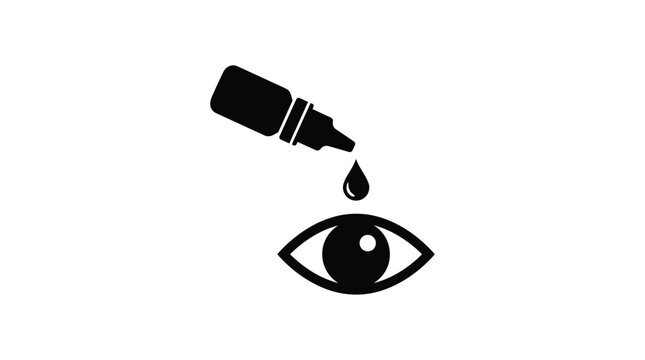 eye drop bottle and eye silhouette black white icon symbol vision healthcare