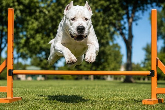 dogo argentino jumping 
