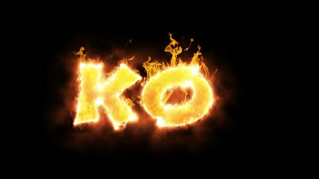 Letters burning with intense fire represent defeat.