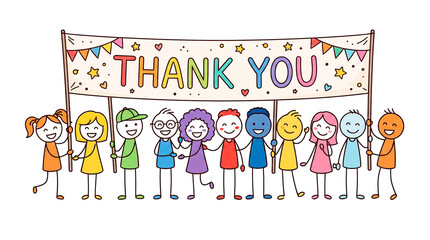 Fototapeta premium Simple Vector Illustration of People Holding a Thank You Message