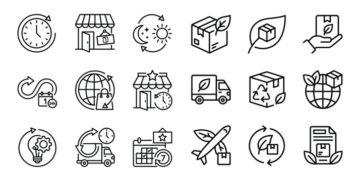 Sustainable business and green logistics icons with sustainable business logistics environment shipping delivery transport recycling strategy