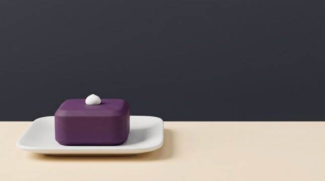 Luxurious Minimalist Purple Gourmet Mousse Cake on Modern Tabletop Elegance