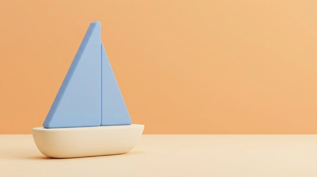 Minimalist Stylized Sailboat Illustration on Warm Pastel Background