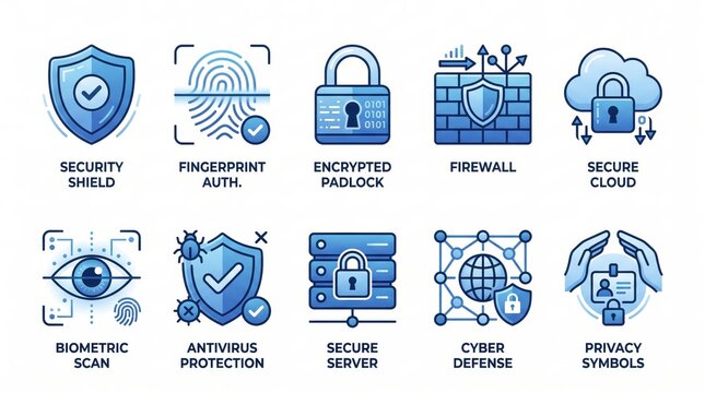 Digital Security Icon Collection for Privacy and Network Protection