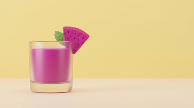 Vibrant Magenta Dragon Fruit Smoothie in Minimalist Glass