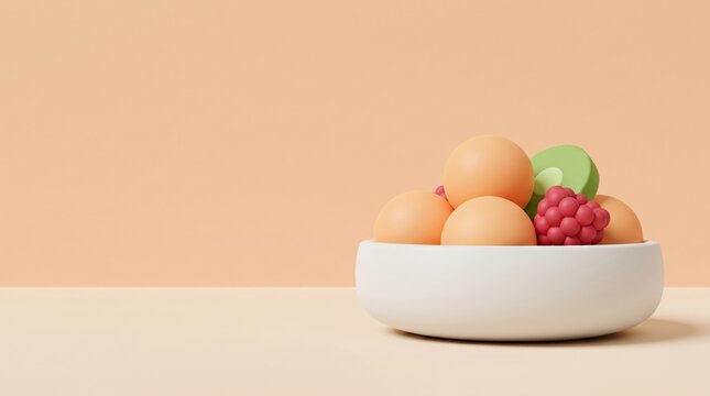 Minimalist Stylized Fruit Bowl Composition