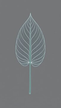 Leaf ripple wireframe lines stacked in a mint green reflection blueprint layout are captured in a clean minimalist charcoal grey illustration