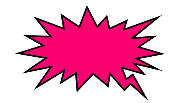Pink comic speech bubble with black outline isolated on transparent background