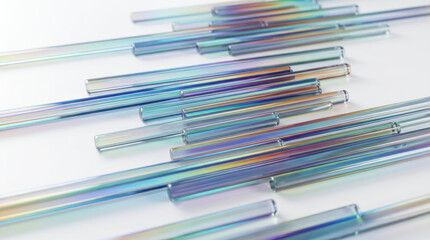 Fototapeta premium Abstract glass bars create vibrant data stream effect with colorful reflections