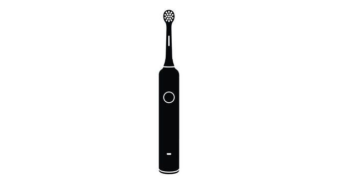 Electric toothbrush in black silhouette against a white background silhouette dental