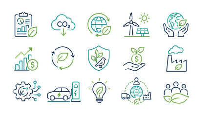 Fototapeta premium Green energy and sustainable environment icons set.