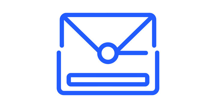 Blue line mail envelope message notification icon isolated on transparent background