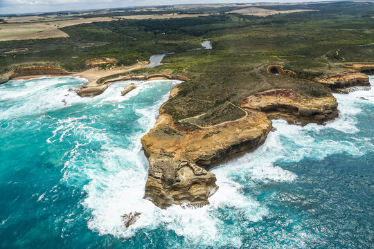 Aerial View of Rugged Peninsula on Great Ocean Road