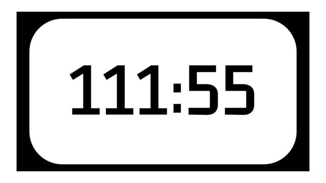 Countdown timer from 112 minute to 111 minute on white background and rounded black frame ideal for presentations, classrooms, meetings, exams, and productivity projects