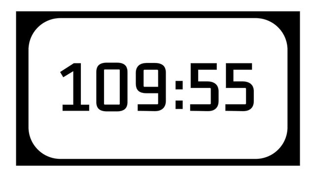 Countdown timer from 110 minute to 109 minute on white background and rounded black frame ideal for presentations, classrooms, meetings, exams, and productivity projects