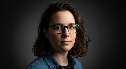 Obraz premium Portrait of a young woman with glasses