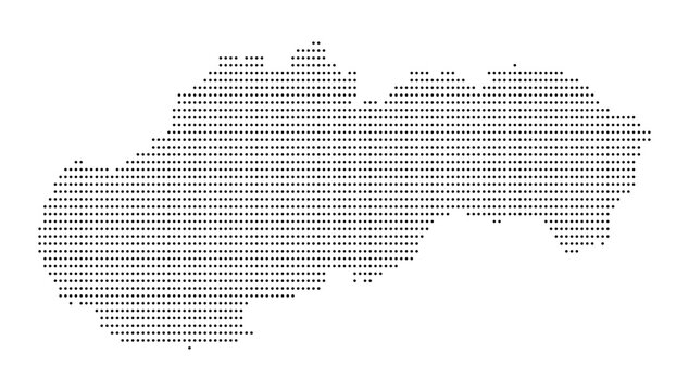 Slovakia Dotted Map Vector with Halftone Dot Pattern, Geographic Country Outline, Border, National Territory Shape, Central Europe Cartography Illustration for Atlas, Travel, and Infographic Design