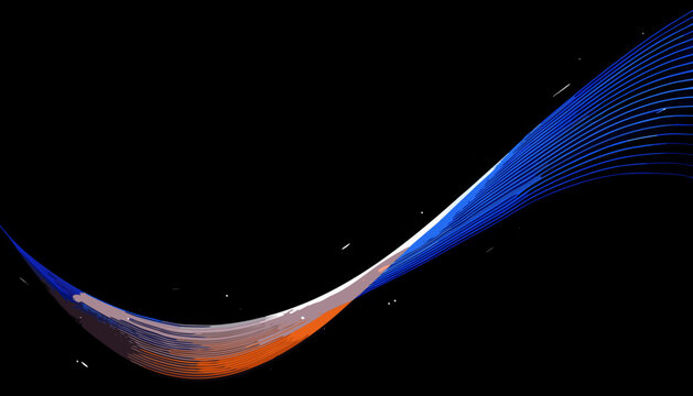 Abstract flowing light trails forming a dynamic wave shape. Futuristic neon energy motion graphic with vibrant gradient colors.